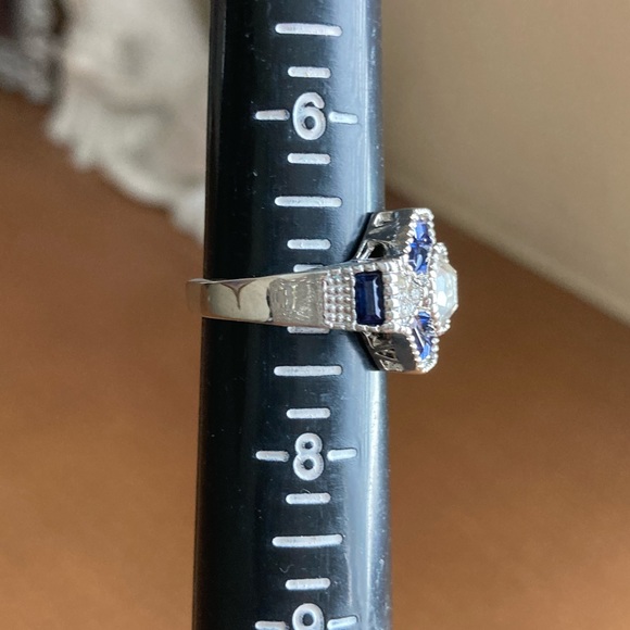 Blue Zircon Baguette Cocktail Ring - Picture 5 of 5